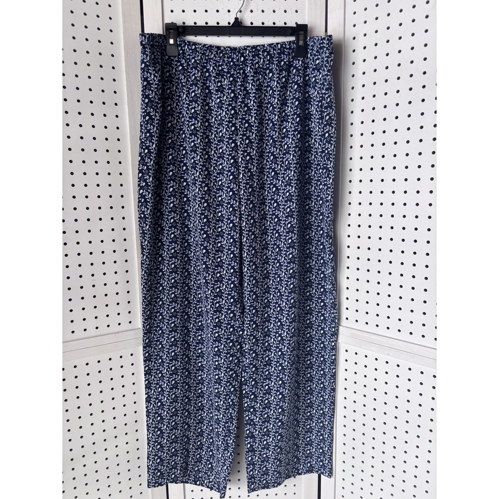 The TOG Shop Floral Pull On Flowy Pants Blue Purple Polyester Women's XL